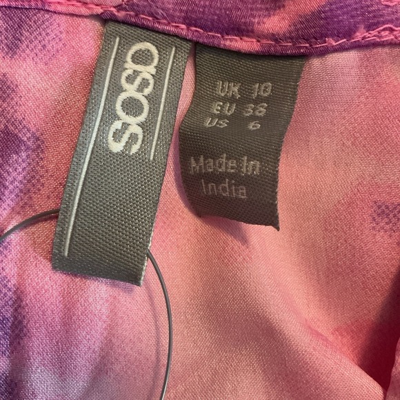 ASOS DESIGN drape front cami slip dress Pink Satin Tie Dye Bodycon‎ Size 6 - Picture 5 of 6